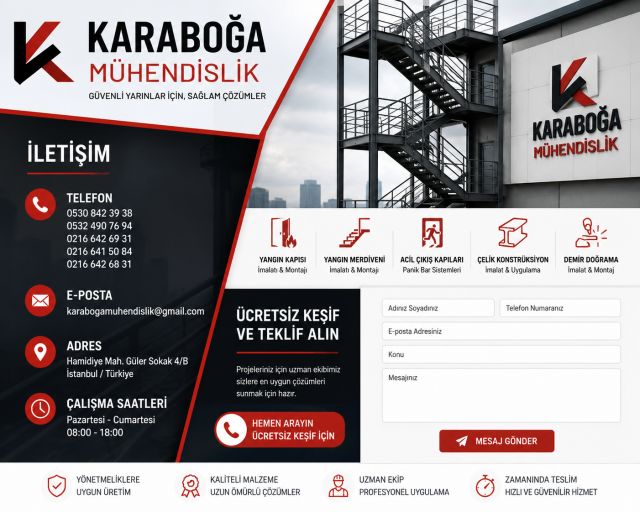 İletişim | Karaboğa Mühendislik Yangın Kapısı, Yangın Merdiveni ve Çelik Sistemler